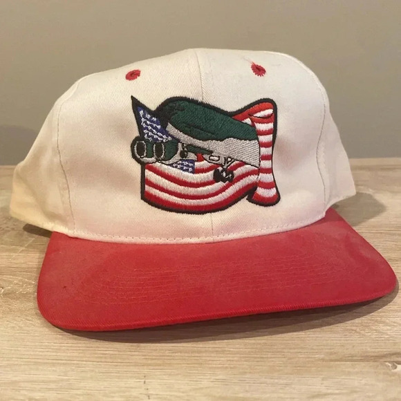 White vintage air force hat/ snapback. plane with flag on front. Adjustable back - Picture 1 of 5